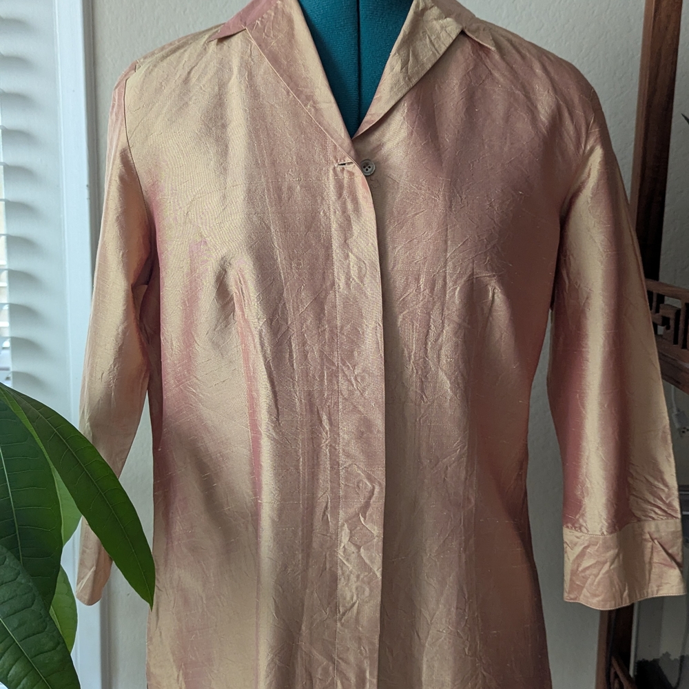 Alfani 100% Silk Pink and Gold Blouse
